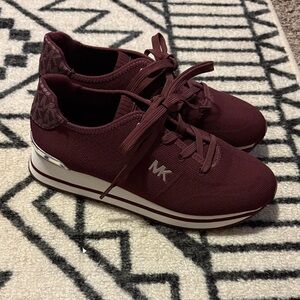 NWOT Michael Kors Women's Maroon Sneakers with Silver Accent